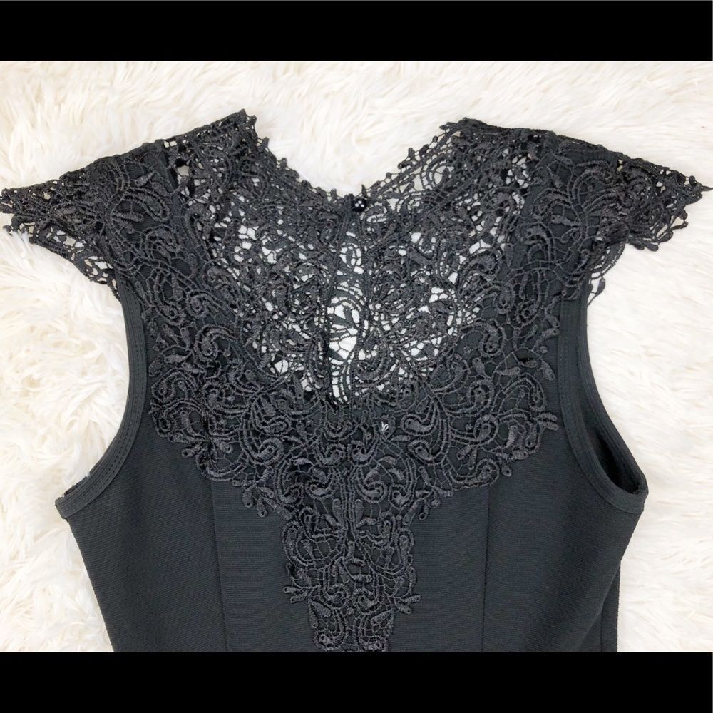 Ya Los Angeles Black Lace Fit And Flare Pleated Dress Size Small‎ - Picture 3 of 8